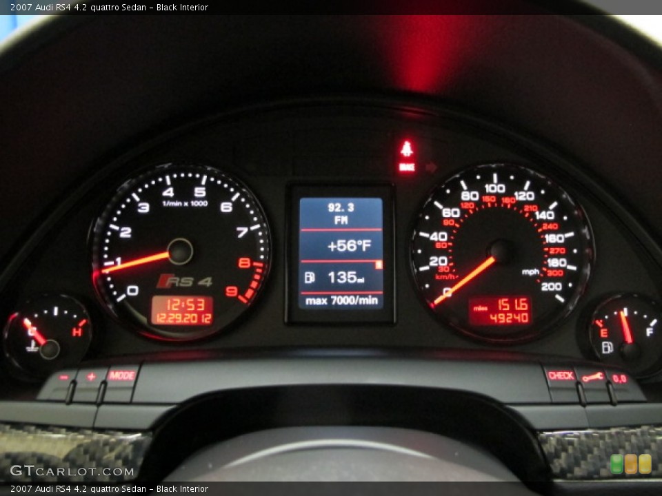 Black Interior Gauges for the 2007 Audi RS4 4.2 quattro Sedan #75346600