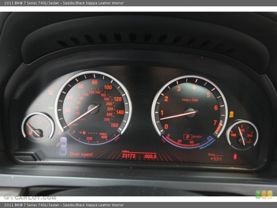 Saddle/Black Nappa Leather Interior Gauges for the 2011 BMW 7 Series 740Li Sedan #75367790