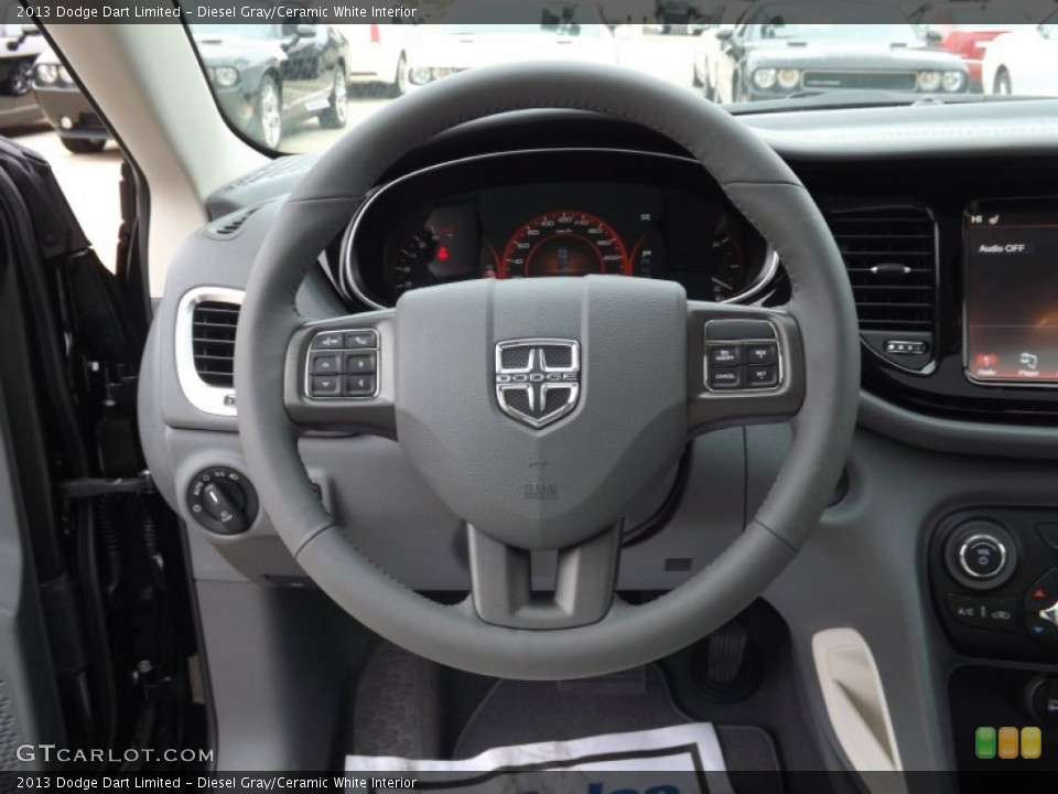 Diesel Gray/Ceramic White Interior Steering Wheel for the 2013 Dodge Dart Limited #75378925