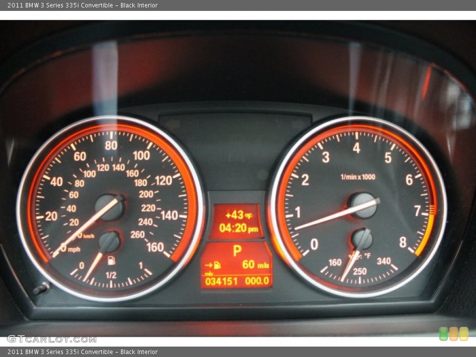 Black Interior Gauges for the 2011 BMW 3 Series 335i Convertible #75379415