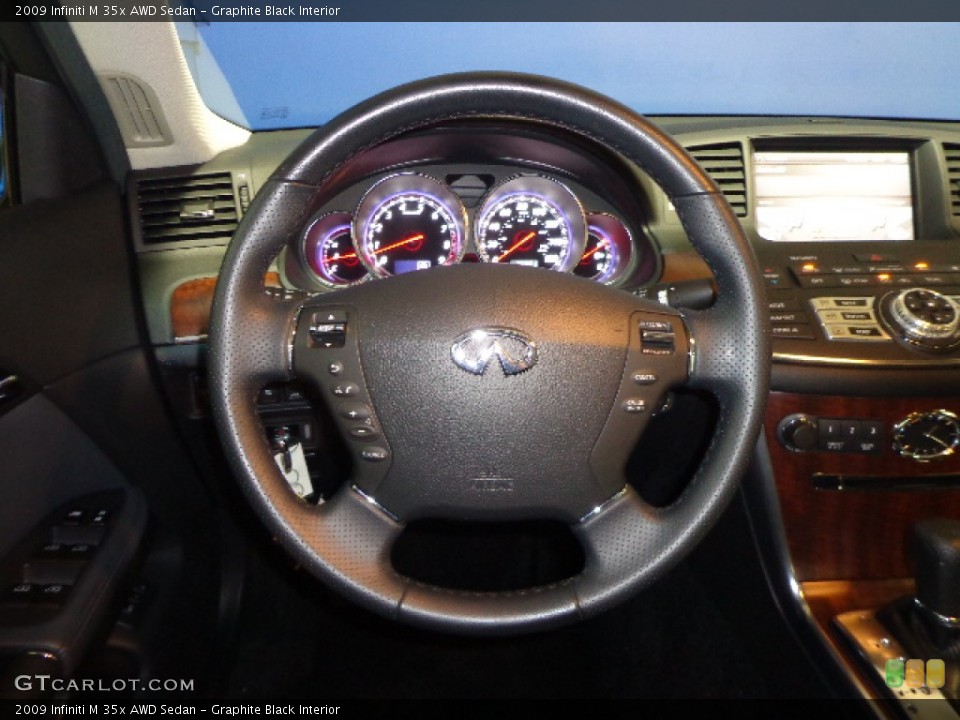 Graphite Black Interior Steering Wheel for the 2009 Infiniti M 35x AWD Sedan #75389189