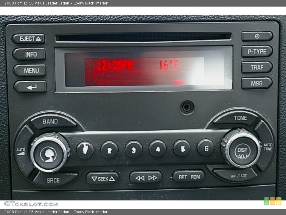 Ebony Black Interior Audio System for the 2008 Pontiac G6 Value Leader Sedan #75392828