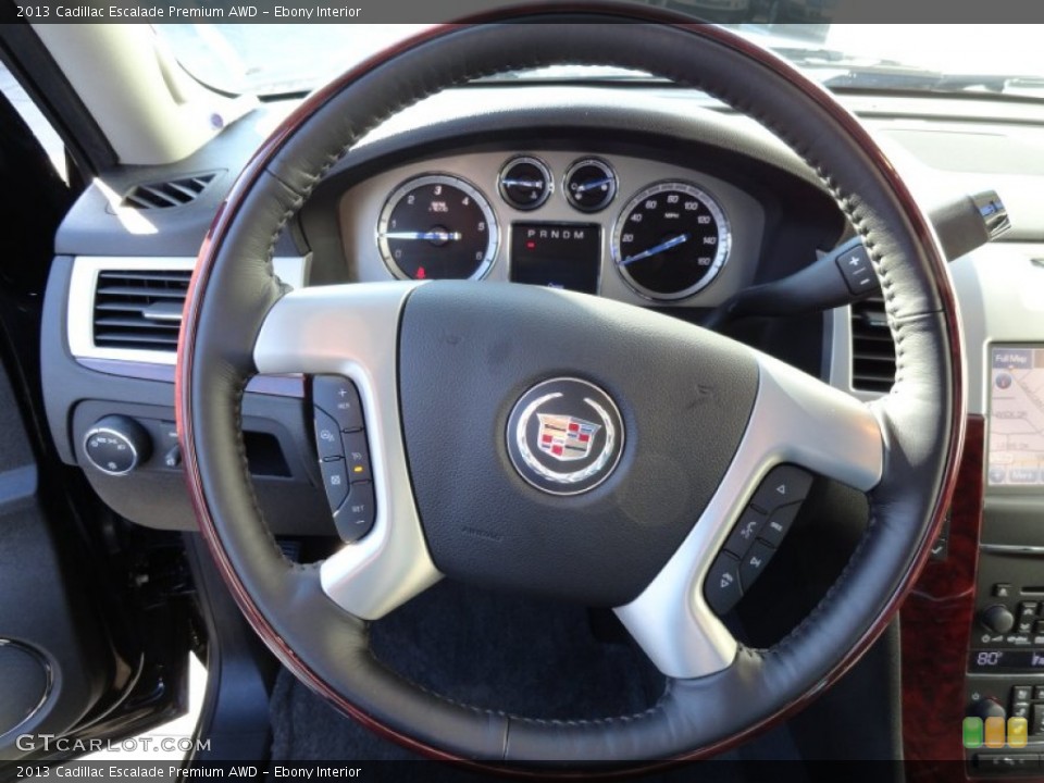Ebony Interior Steering Wheel for the 2013 Cadillac Escalade Premium AWD #75405303