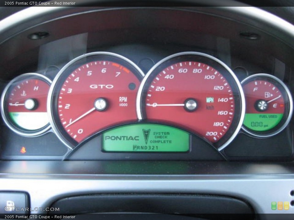 Red Interior Gauges for the 2005 Pontiac GTO Coupe #75413111