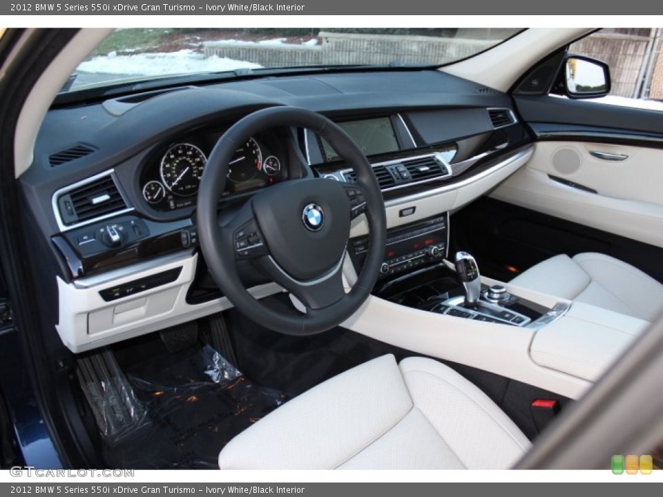 Ivory White/Black 2012 BMW 5 Series Interiors