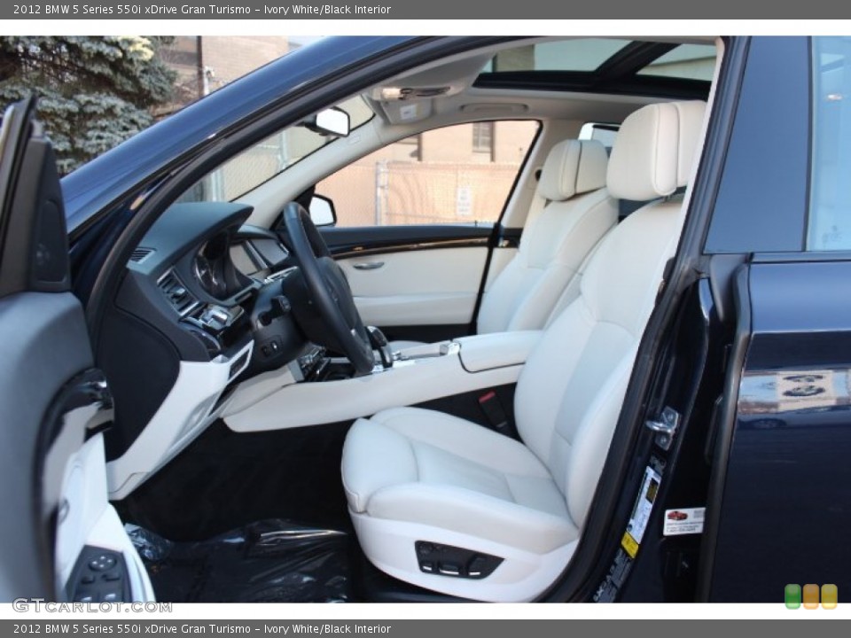 Ivory White/Black Interior Front Seat for the 2012 BMW 5 Series 550i xDrive Gran Turismo #75424410