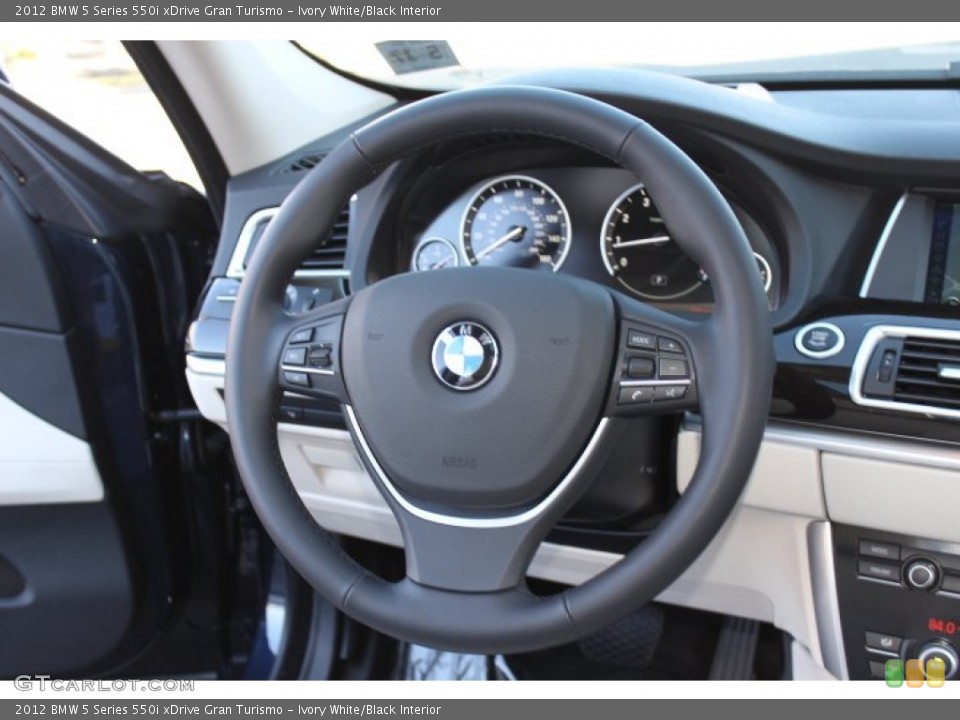 Ivory White/Black Interior Steering Wheel for the 2012 BMW 5 Series 550i xDrive Gran Turismo #75424443