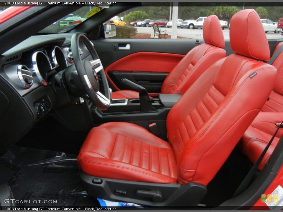 Black/Red Interior Front Seat for the 2008 Ford Mustang GT Premium Convertible #75447168