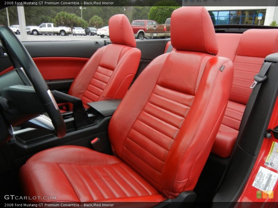 Black/Red Interior Front Seat for the 2008 Ford Mustang GT Premium Convertible #75447188