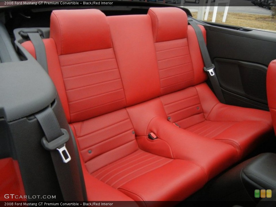 Black/Red Interior Rear Seat for the 2008 Ford Mustang GT Premium Convertible #75447231