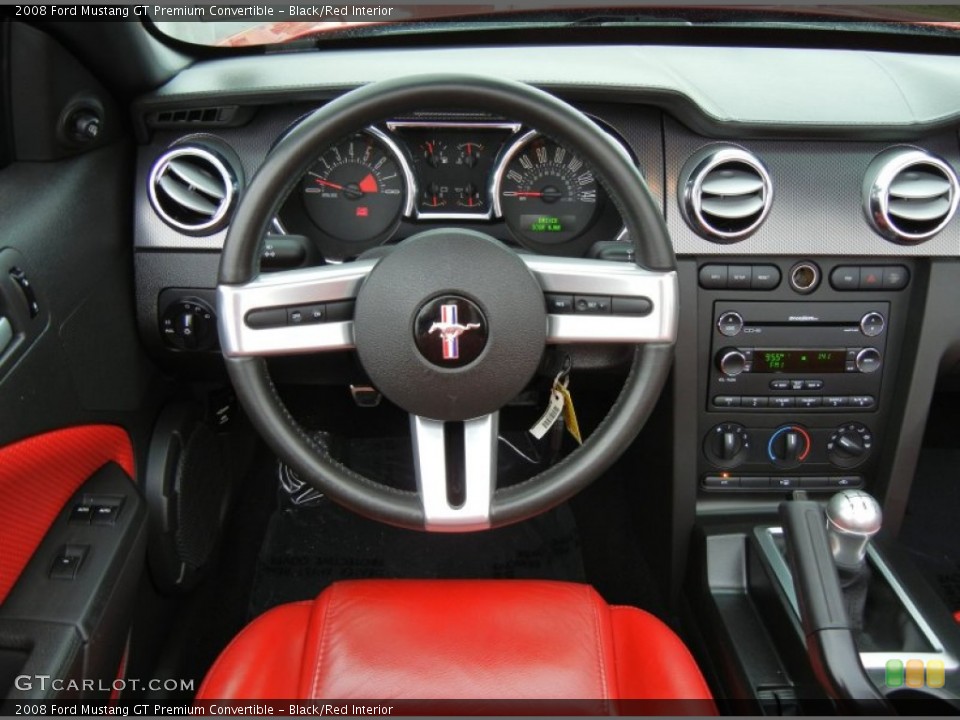 Black/Red Interior Steering Wheel for the 2008 Ford Mustang GT Premium Convertible #75447300