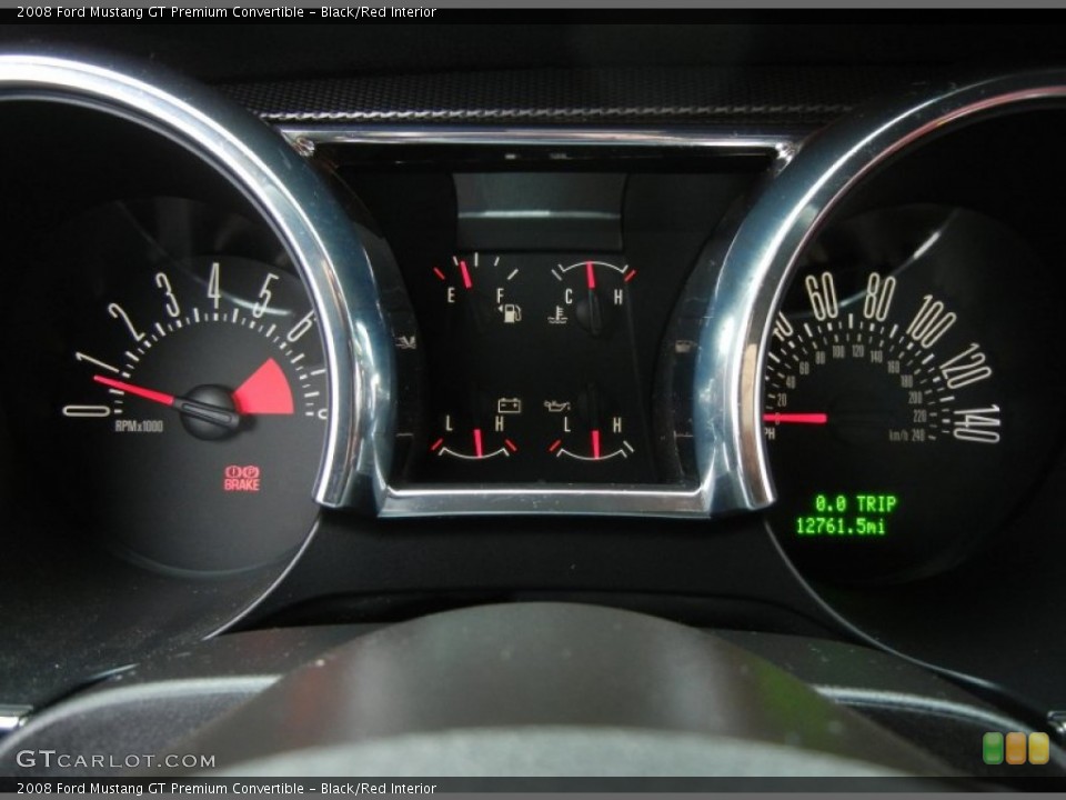 Black/Red Interior Gauges for the 2008 Ford Mustang GT Premium Convertible #75447319