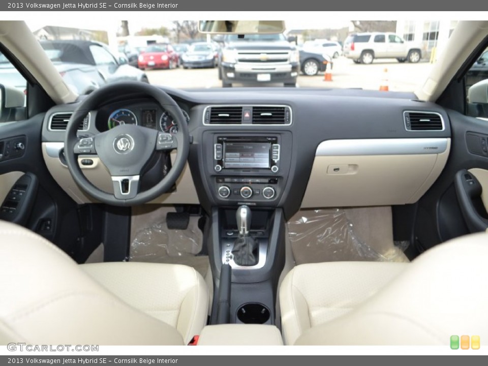 Cornsilk Beige Interior Dashboard for the 2013 Volkswagen Jetta Hybrid SE #75456207