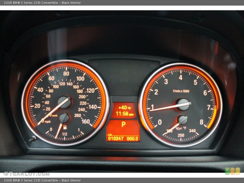 Black Interior Gauges for the 2008 BMW 3 Series 328i Convertible #75461874