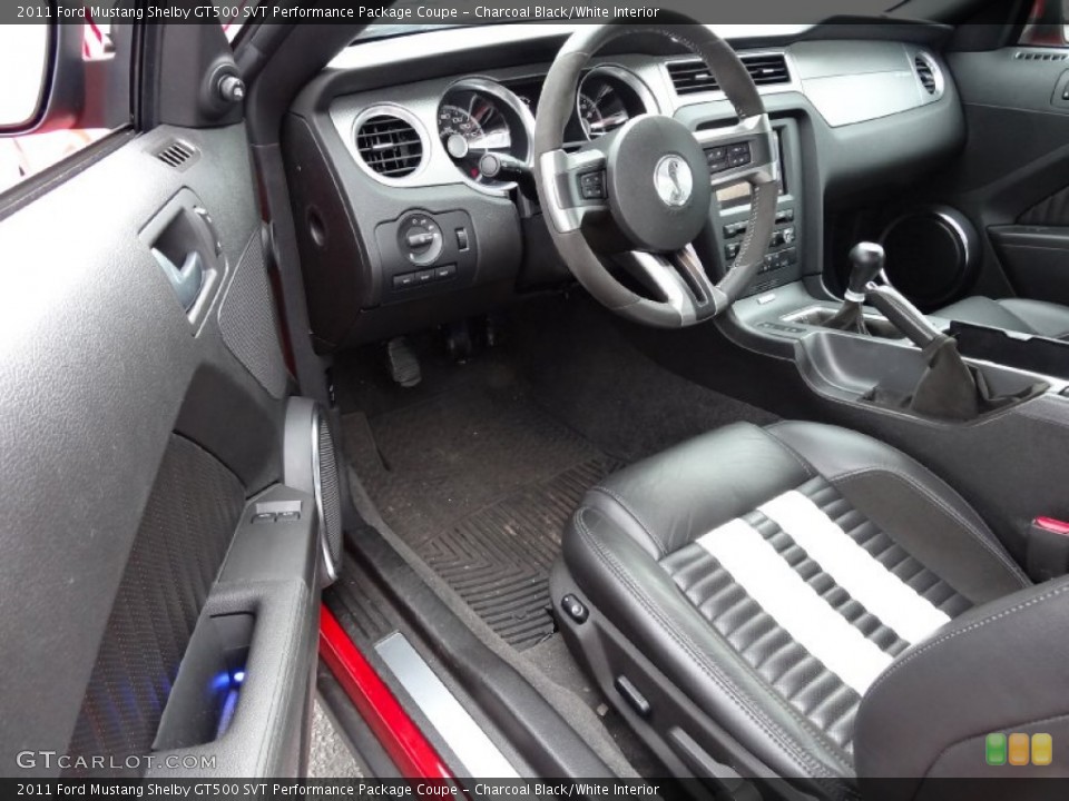 Charcoal Black/White Interior Prime Interior for the 2011 Ford Mustang Shelby GT500 SVT Performance Package Coupe #75468579