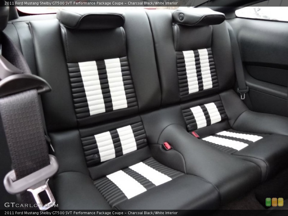 Charcoal Black/White Interior Rear Seat for the 2011 Ford Mustang Shelby GT500 SVT Performance Package Coupe #75468698