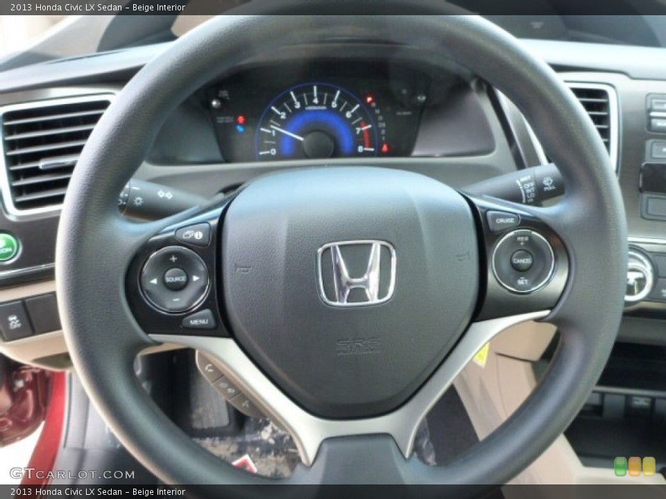 Beige Interior Steering Wheel for the 2013 Honda Civic LX Sedan #75470813