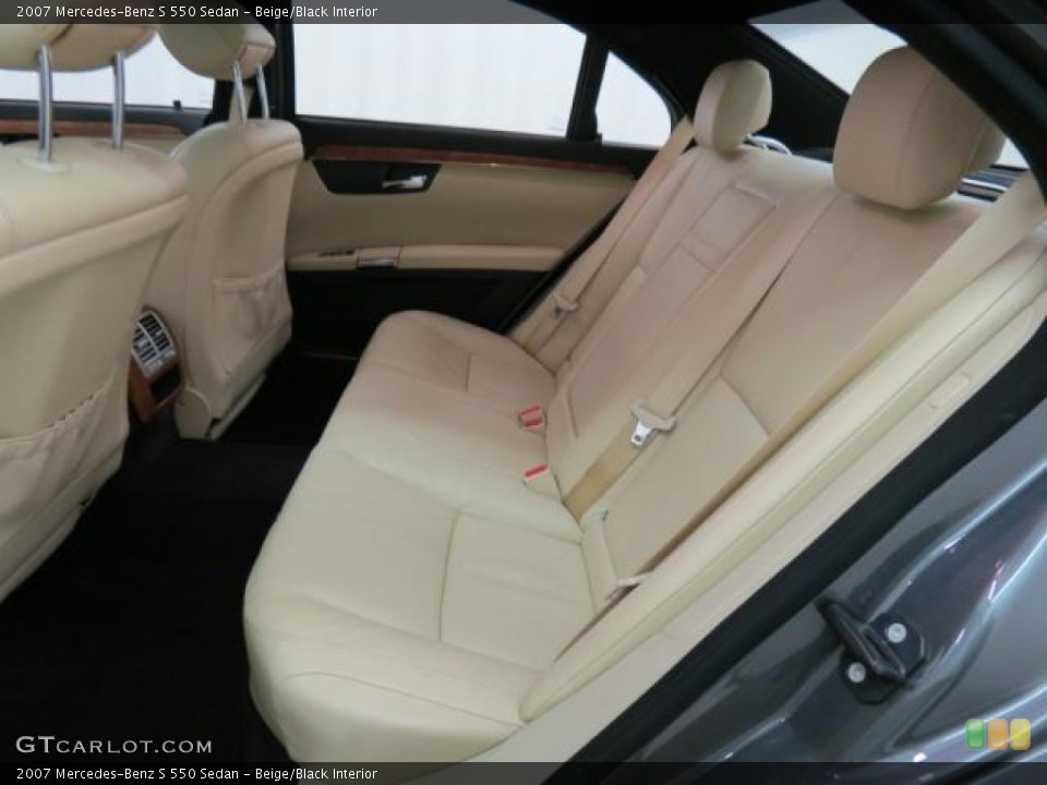 Beige/Black Interior Rear Seat for the 2007 Mercedes-Benz S 550 Sedan #75475448