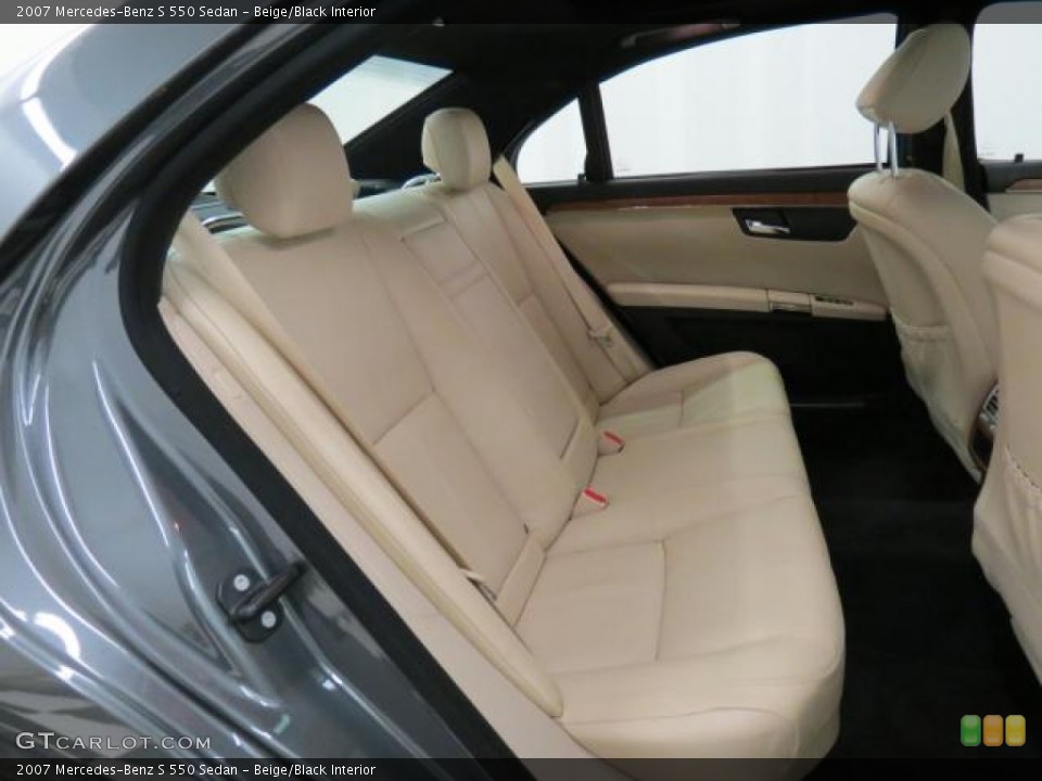 Beige/Black Interior Rear Seat for the 2007 Mercedes-Benz S 550 Sedan #75475727