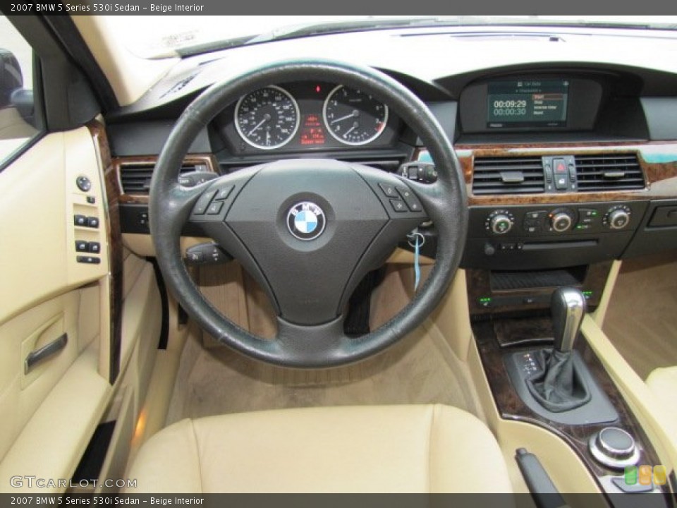 Beige Interior Steering Wheel for the 2007 BMW 5 Series 530i Sedan #75494906