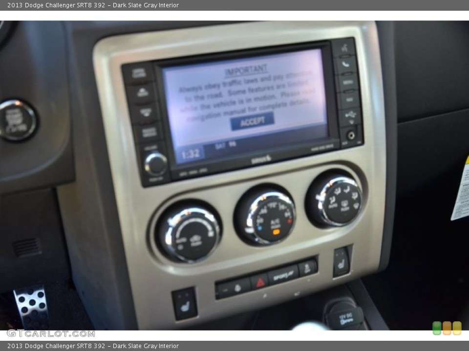 Dark Slate Gray Interior Controls for the 2013 Dodge Challenger SRT8 392 #75497417