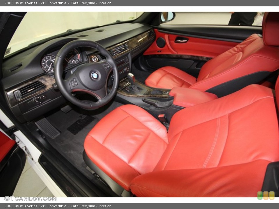Coral Red/Black Interior Prime Interior for the 2008 BMW 3 Series 328i Convertible #75519416