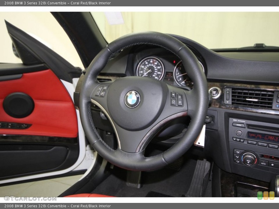 Coral Red/Black Interior Steering Wheel for the 2008 BMW 3 Series 328i Convertible #75519551