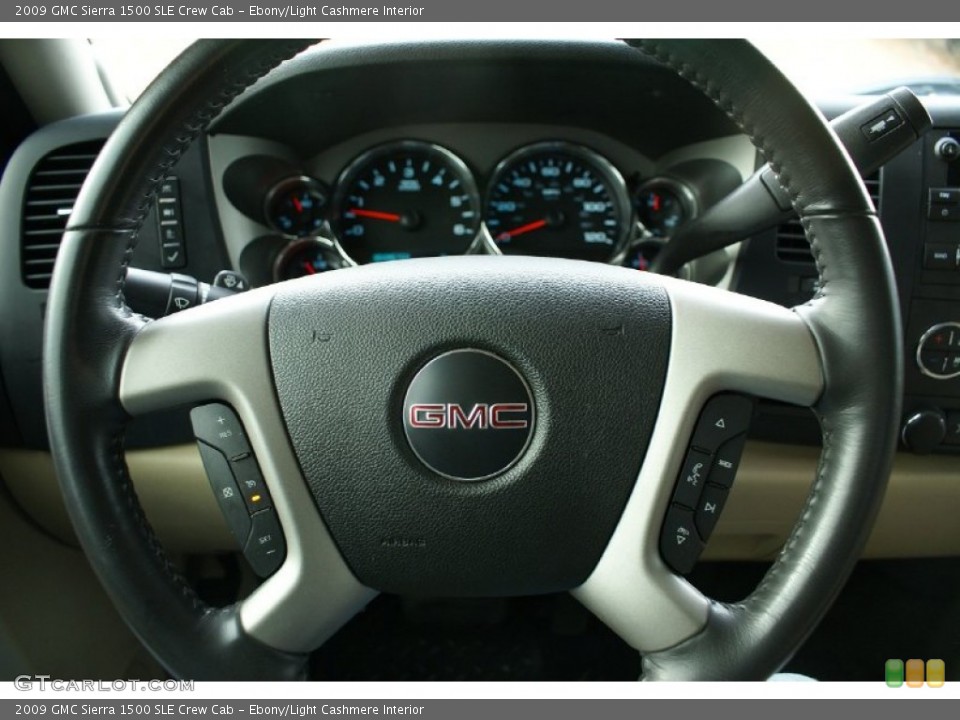 Ebony/Light Cashmere Interior Steering Wheel for the 2009 GMC Sierra 1500 SLE Crew Cab #75619232