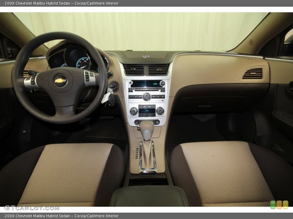 Cocoa/Cashmere Interior Dashboard for the 2009 Chevrolet Malibu Hybrid Sedan #75632425