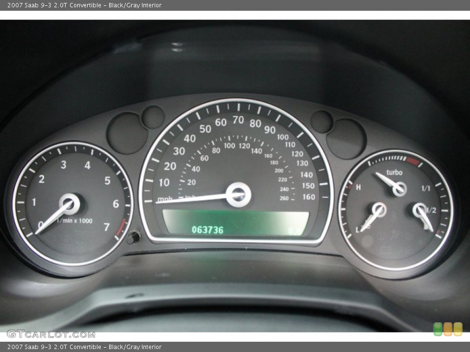 Black/Gray Interior Gauges for the 2007 Saab 9-3 2.0T Convertible #75637754