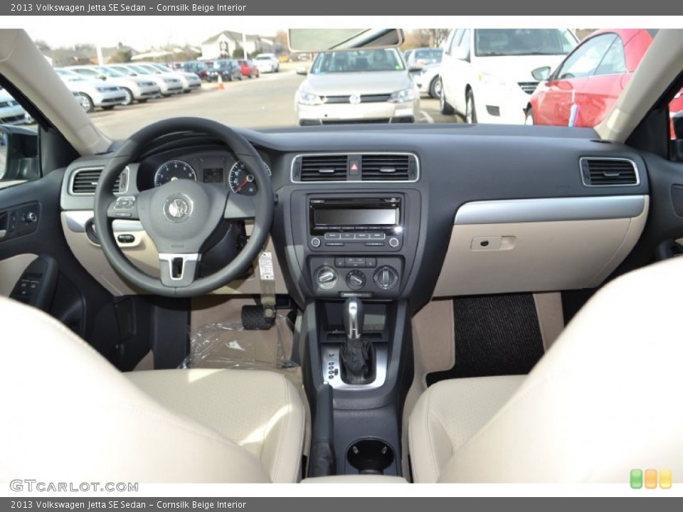 Cornsilk Beige Interior Dashboard for the 2013 Volkswagen Jetta SE Sedan #75659748