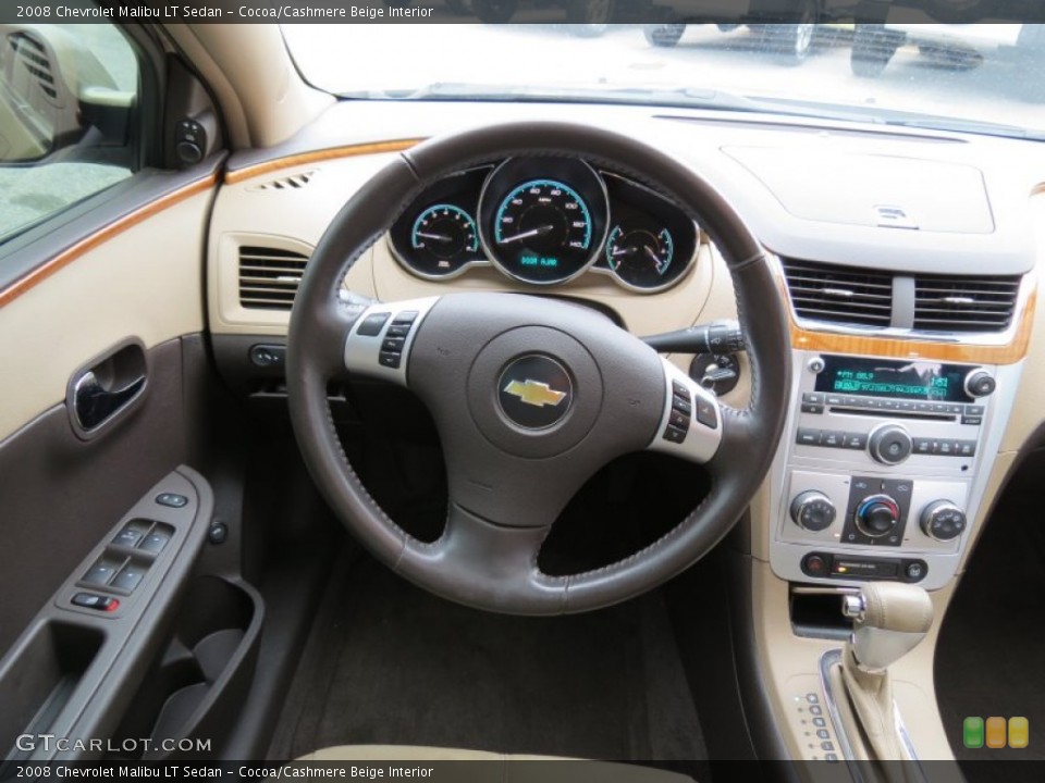 Cocoa/Cashmere Beige Interior Steering Wheel for the 2008 Chevrolet Malibu LT Sedan #75666150