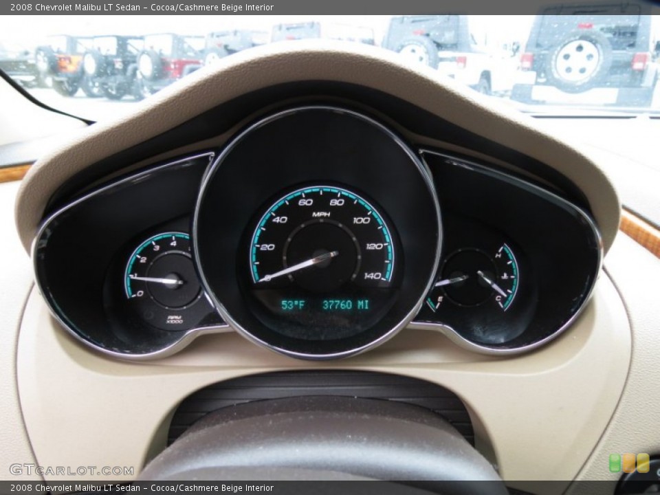 Cocoa/Cashmere Beige Interior Gauges for the 2008 Chevrolet Malibu LT Sedan #75666159