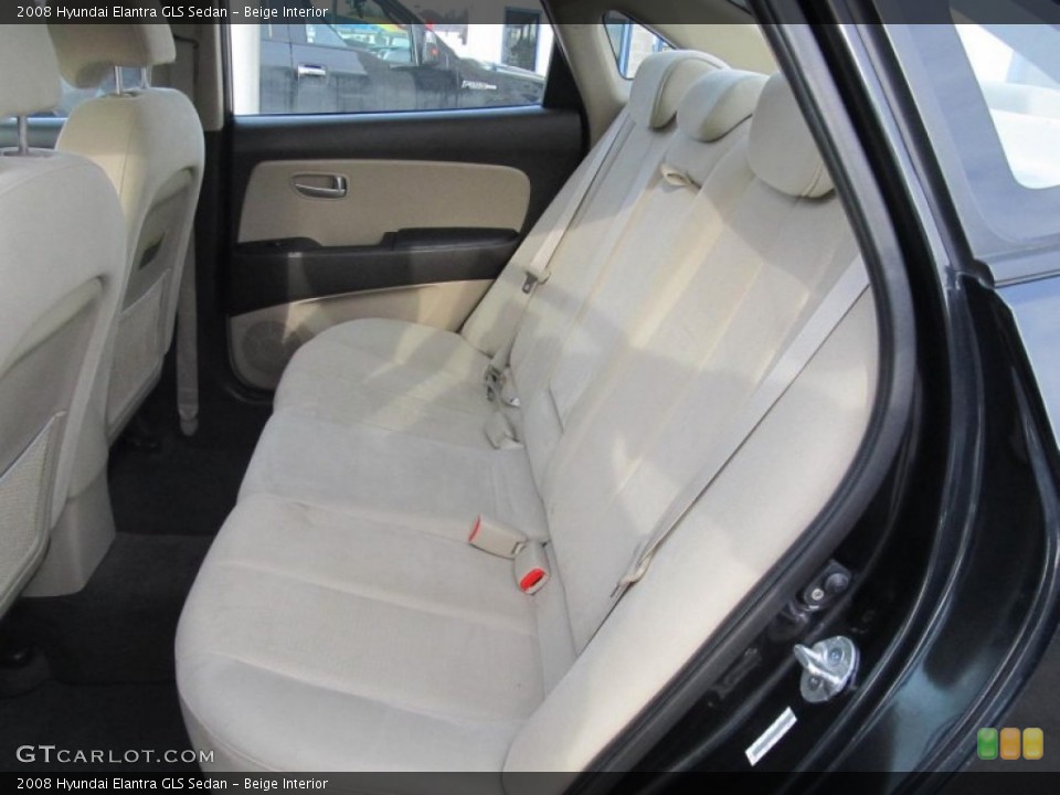 Beige Interior Rear Seat for the 2008 Hyundai Elantra GLS Sedan #75667617