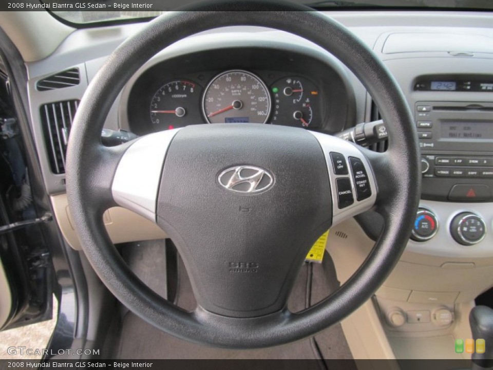 Beige Interior Steering Wheel for the 2008 Hyundai Elantra GLS Sedan #75667623