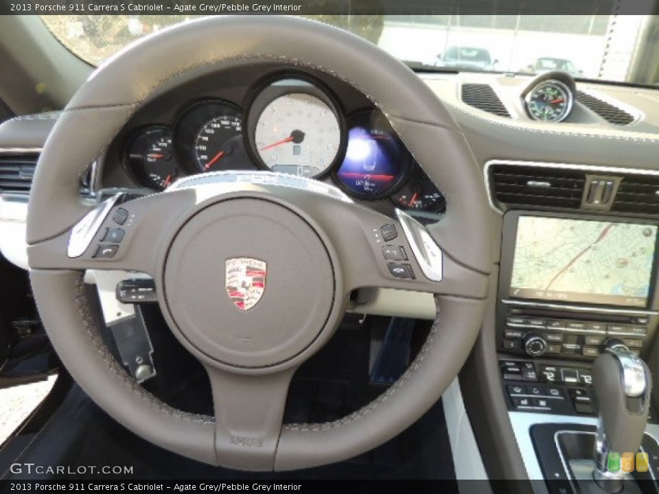 Agate Grey/Pebble Grey Interior Steering Wheel for the 2013 Porsche 911 Carrera S Cabriolet #75681970