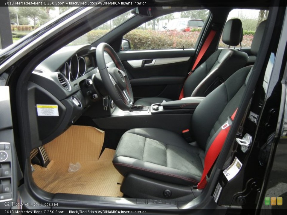 Black/Red Stitch w/DINAMICA Inserts Interior Photo for the 2013 Mercedes-Benz C 250 Sport #75707013