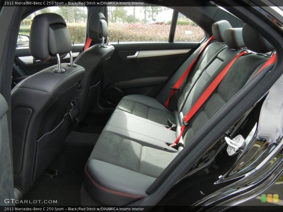 Black/Red Stitch w/DINAMICA Inserts Interior Rear Seat for the 2013 Mercedes-Benz C 250 Sport #75707019