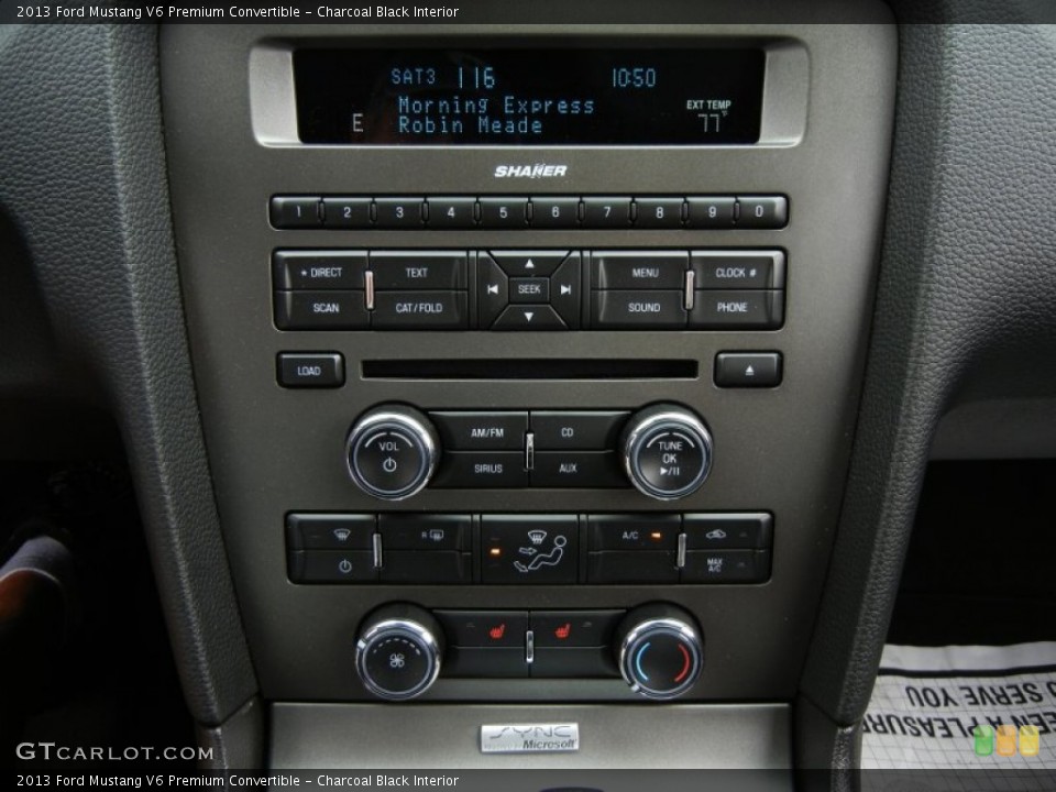 Charcoal Black Interior Controls for the 2013 Ford Mustang V6 Premium Convertible #75707935