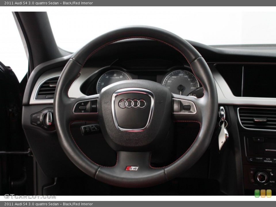 Black/Red Interior Steering Wheel for the 2011 Audi S4 3.0 quattro Sedan #75717995