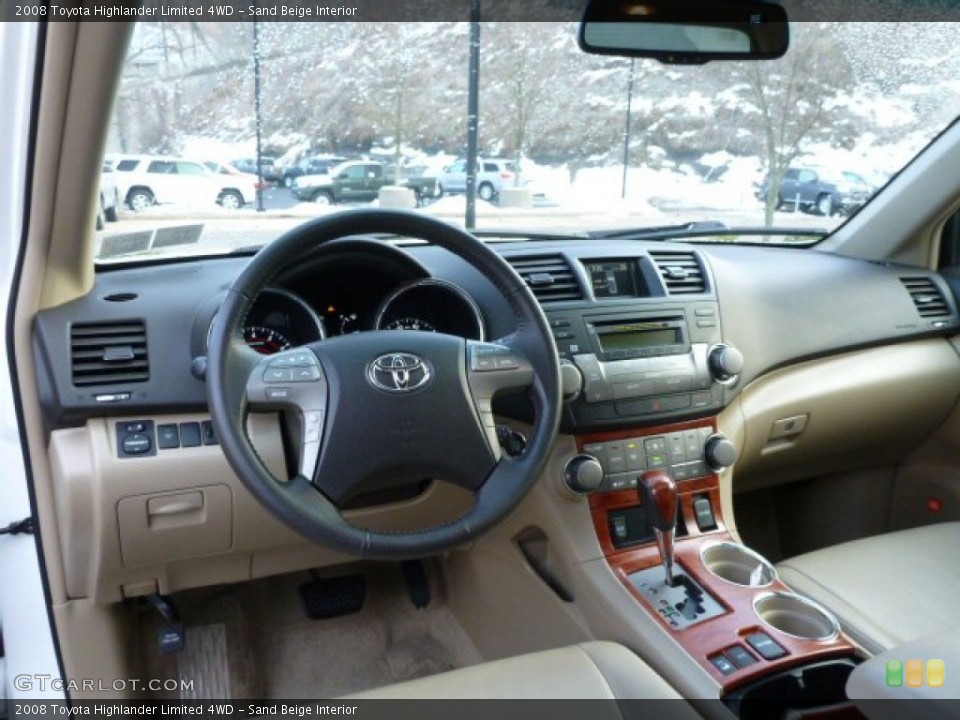 Sand Beige Interior Dashboard for the 2008 Toyota Highlander Limited 4WD #75733016