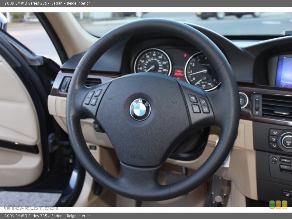 Beige Interior Steering Wheel for the 2009 BMW 3 Series 335xi Sedan #75740486
