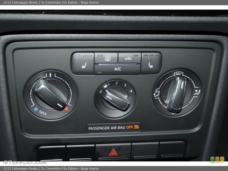 Beige Interior Controls for the 2013 Volkswagen Beetle 2.5L Convertible 50s Edition #75751004