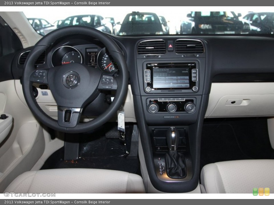 Cornsilk Beige Interior Dashboard for the 2013 Volkswagen Jetta TDI SportWagen #75752243