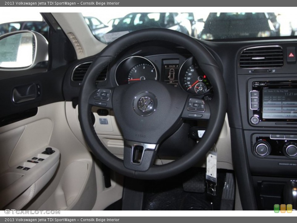 Cornsilk Beige Interior Steering Wheel for the 2013 Volkswagen Jetta TDI SportWagen #75752260