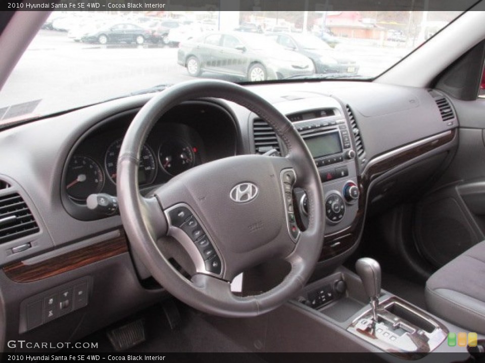 Cocoa Black Interior Dashboard for the 2010 Hyundai Santa Fe SE 4WD #75755552
