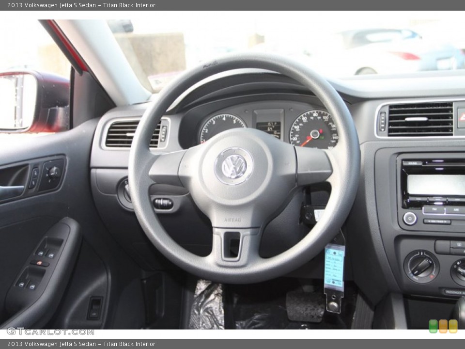 Titan Black Interior Steering Wheel for the 2013 Volkswagen Jetta S Sedan #75755706