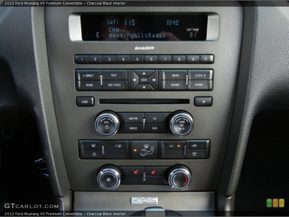 Charcoal Black Interior Controls for the 2013 Ford Mustang V6 Premium Convertible #75755732