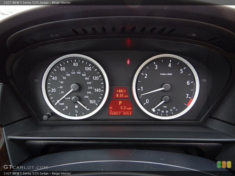 Beige Interior Gauges for the 2007 BMW 5 Series 525i Sedan #75759078