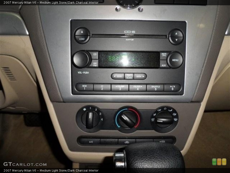 Medium Light Stone/Dark Charcoal Interior Controls for the 2007 Mercury Milan V6 #75771961